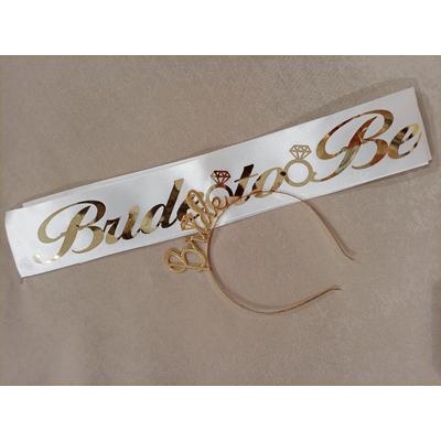 Altın / Gold Renk Bride To Be Kuşak ve Taç Seti 