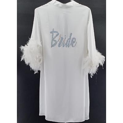 Bride Gümüş Taşlı Tüylü Model Sabahlık Ve Gecelik Seti 