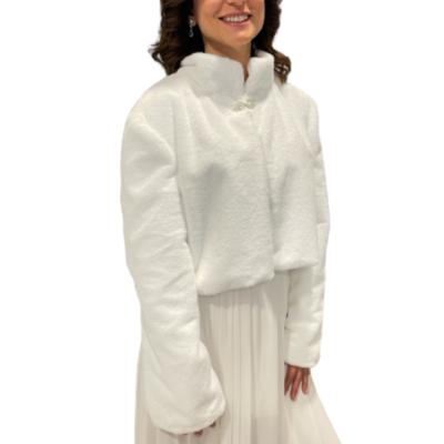 Dik Yaka Ceket Düğünlük Model 10 - Beyaz Gelin Kürk Etol Bolero 