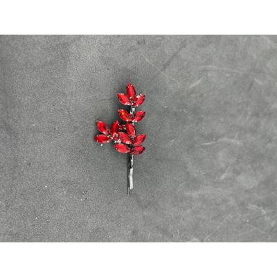 Kırmızı Kristallerle Süslenmiş Nişan Kına Gelin Saç Tokası