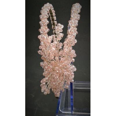 Pudra Pembe Kristal Taşlardan Oluşan Söz Nişan Kına Tacı