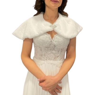 Şal Yaka Düğünlük Model 8 - Beyaz Gelin Kürk Etol Bolero