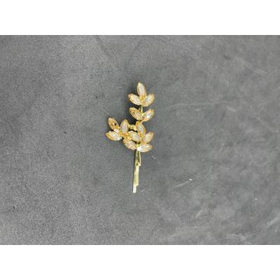 Sarı Kristallerle Süslenmiş Nişan Kına Gelin Saç Tokası