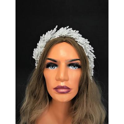 Zirkon Taşlarla Detaylandırılmış Kristal Taşlı Helen Model Gelin Tacı