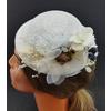 Dantel İşlemeli Ve Çiçek Detaylı Beyaz Vualet Şapka Nikah Kepi