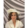 İngiliz Model Beyaz Çiçek İşlemeli File Deteylı Şık Şapka Vualet Nikah Kepi