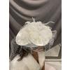İngiliz Model Beyaz Çiçek İşlemeli File Deteylı Şık Şapka Vualet Nikah Kepi