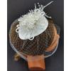 Kristallerle Süslenmiş Beyaz Çiçek Detaylı Gelin Vualet Şapka Nikah Kepi