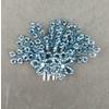 Mavi Kristallerle Süslenmiş Çiçek Deseni Detaylı Kına Tokası