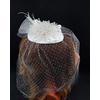 Top Kristallerle Süslenmiş Dantel Detaylı Beyaz Vualet Şapka Nikah Kepi